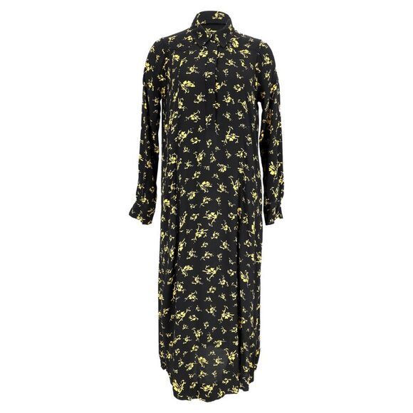 Ganni Printed Maxi Dress in Black Viscose